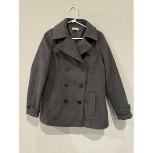 Altar'd State Women's Size Large‎ Wool Blend Buttoned
Cuffs Pea Coat Gray